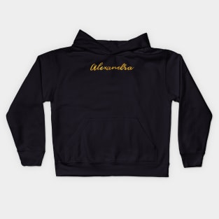 Alexandra Name Hand Lettering in Gold Letters Kids Hoodie